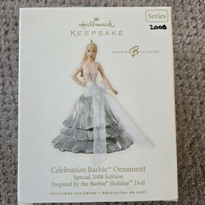 Hallmark Keepsake Celebration Barbie Ornament - Silver & White 2008